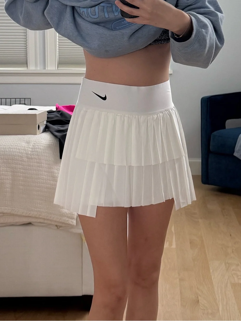 Nike White Layered Pleated Tennis Skort